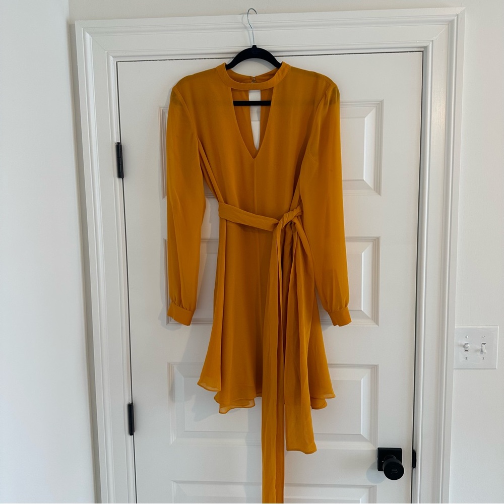 TY-LR orange/yellow long sleeve mini dress - medium